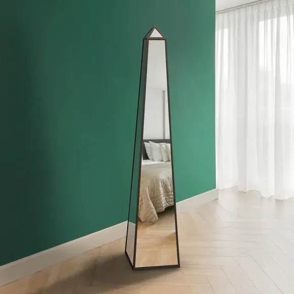 Obelisk Mirrored Ornament Indoor Outdoor - Black