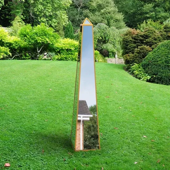Obelisk Mirrored Ornament Indoor Outdoor - Gold