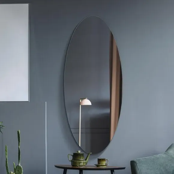 Oval Frameless Wall Mirror - Black image