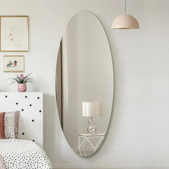 Oval Frameless Wall Mirror - Black