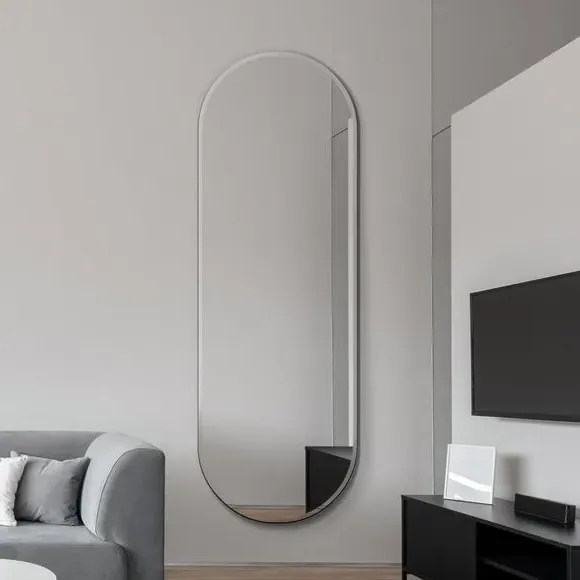 Oval Full Length Wall Mirror - Clear, Frameless