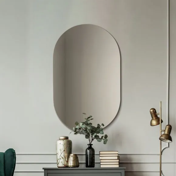 Oval Wall Mirror Frameless - Black image