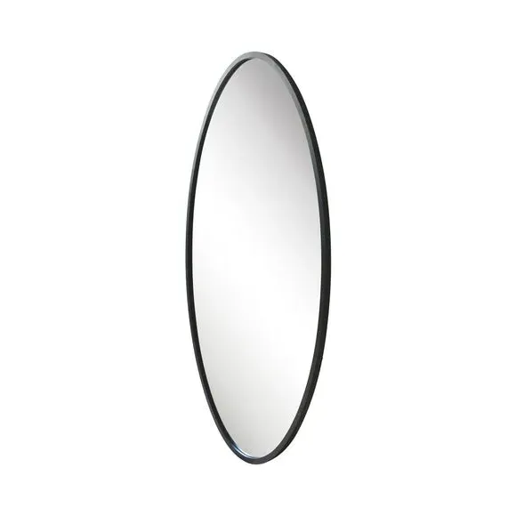 Oval Wall Mirror Indoor Outdoor - Black, Metal