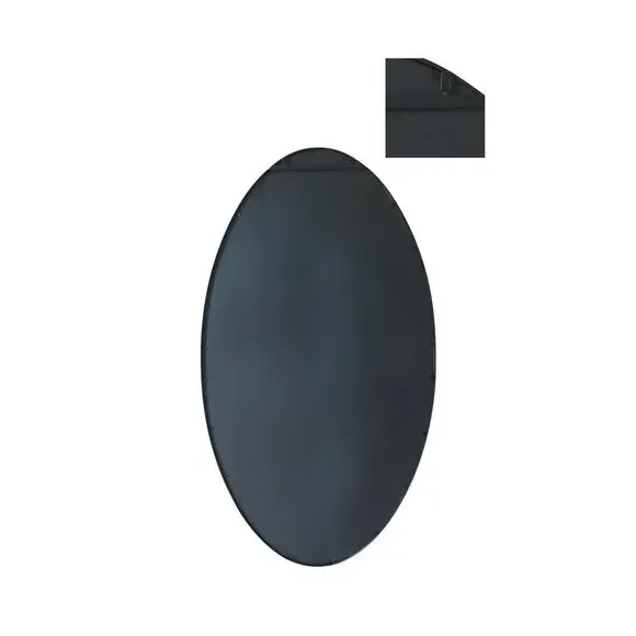 Oval Wall Mirror Indoor Outdoor - Black, Metal