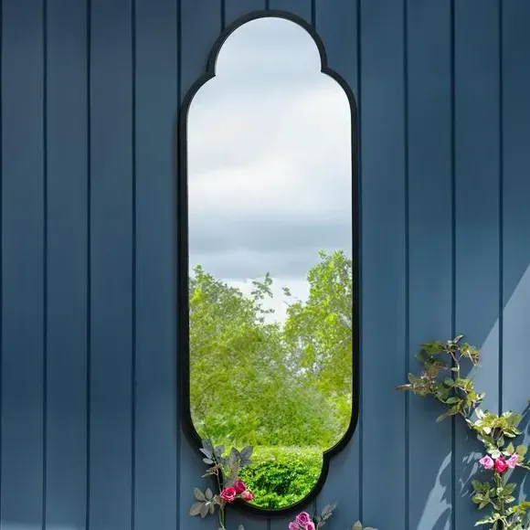Oval Wall Mirror Indoor Outdoor - Black, Metal