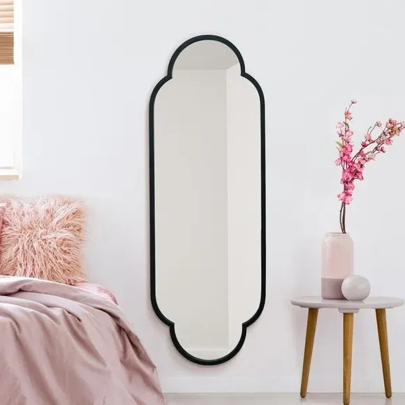 Oval Wall Mirror Indoor Outdoor - Black, Metal