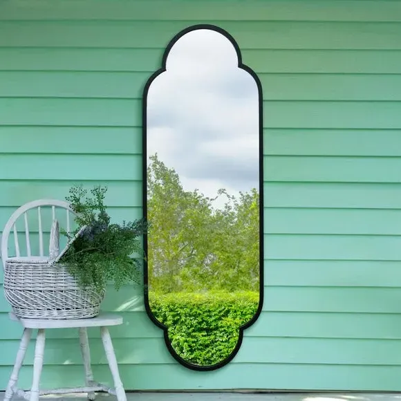 Oval Wall Mirror Indoor Outdoor - Black, Metal