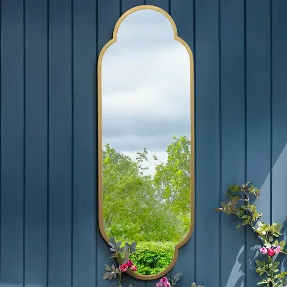 Oval Wall Mirror Indoor Outdoor - Gold, Metal