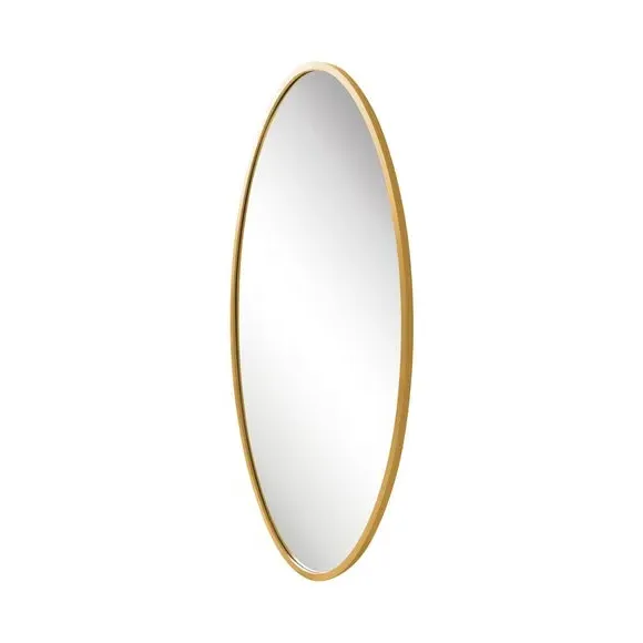 Oval Wall Mirror Indoor Outdoor - Gold, Metal