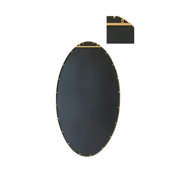 Oval Wall Mirror Indoor Outdoor - Gold, Metal