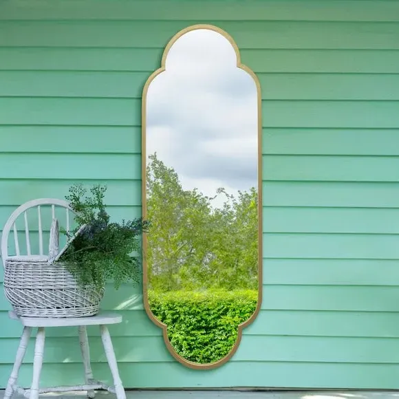Oval Wall Mirror Indoor Outdoor - Gold, Metal