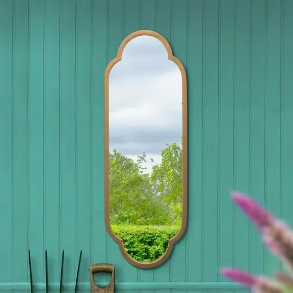 Oval Wall Mirror Indoor Outdoor - Gold, Metal