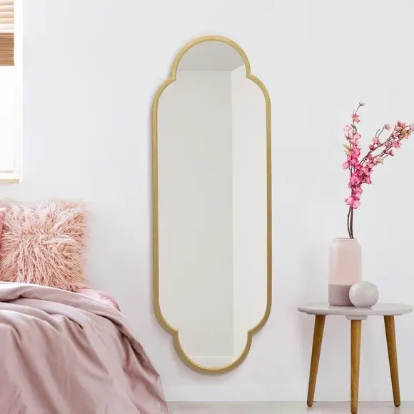 Oval Wall Mirror Indoor Outdoor - Gold, Metal