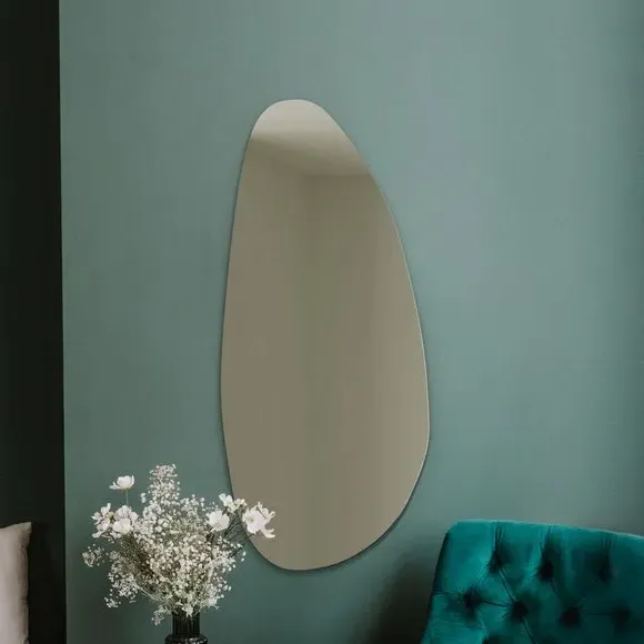 Pond Shape Wall Mirror Frameless - Black Glass image