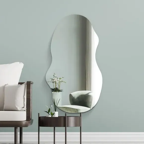 Pond Shape Wall Mirror Frameless - Clear Glass