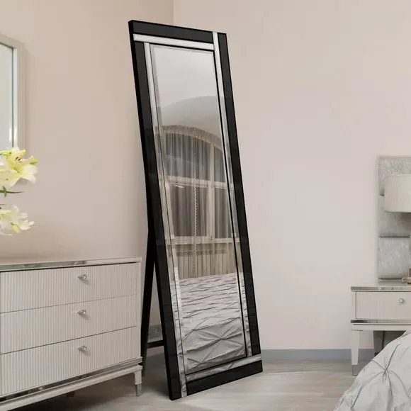 Rectangle Full Length Cheval Mirror - Black image