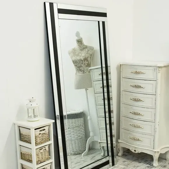 Rectangle Full Length Leaner Mirror - Black image