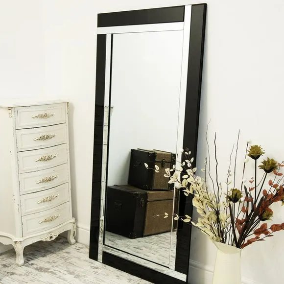 Rectangle Full Length Leaner Mirror - Black image