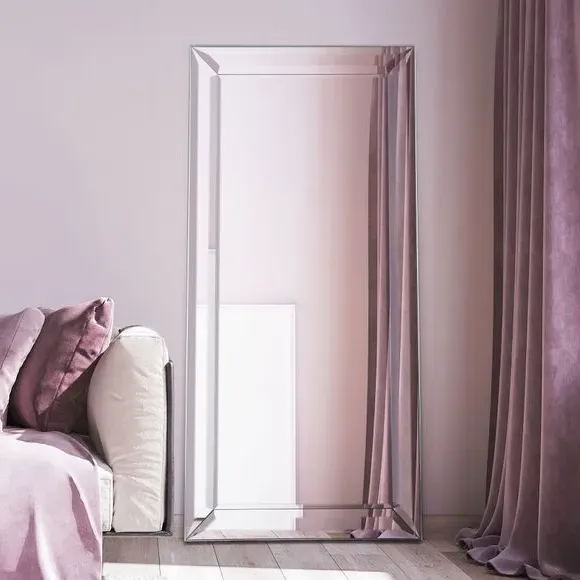 Rectangle Full Length Leaner Mirror - Silver image