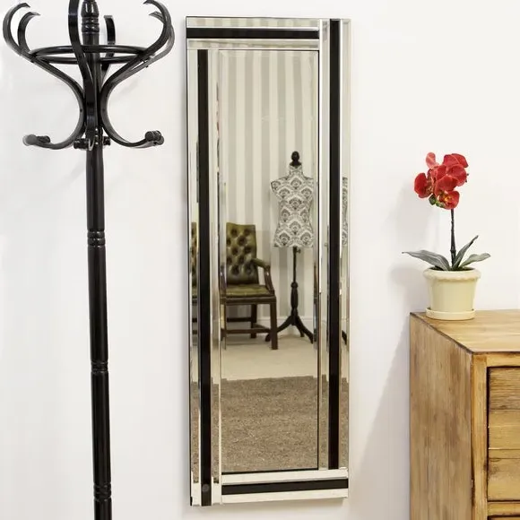 Rectangle Full Length Wall Mirror - Black, Glass image