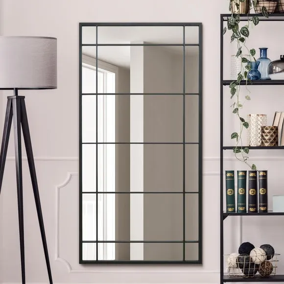 Rectangle Full Length Wall Mirror - Black, Metal image