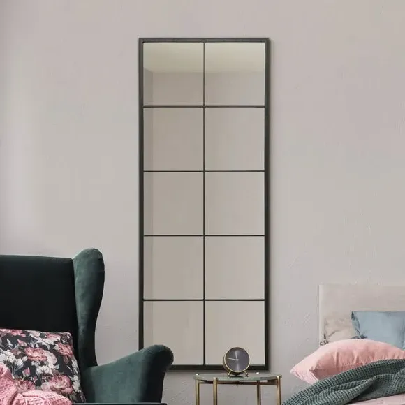 Rectangle Full Length Wall Mirror - Black, Metal image