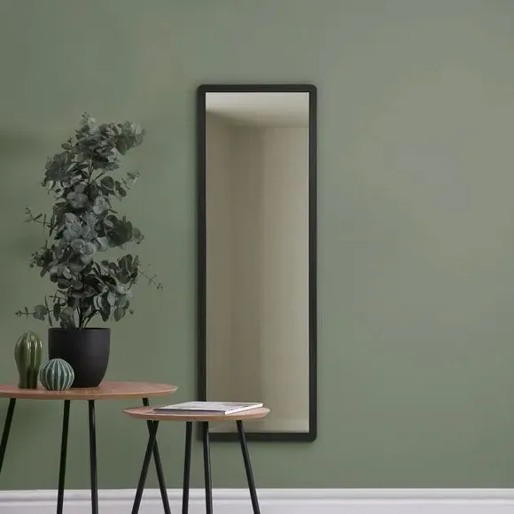 Rectangle Full Length Wall Mirror - Black, Oak image