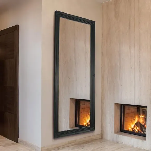 Rectangle Full Length Wall Mirror - Black image