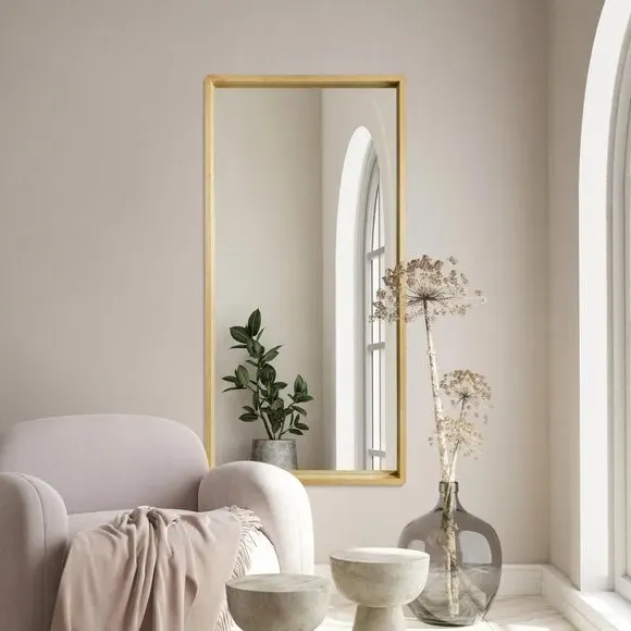 Rectangle Full Length Wall Mirror - Brown, Oak
