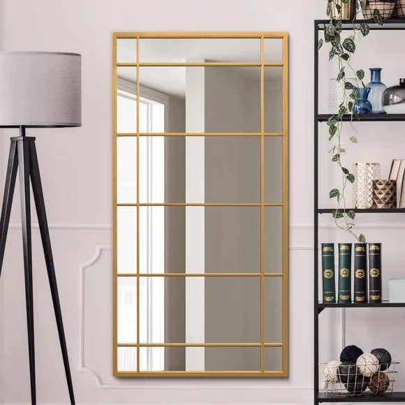 Rectangle Full Length Wall Mirror - Gold, Metal