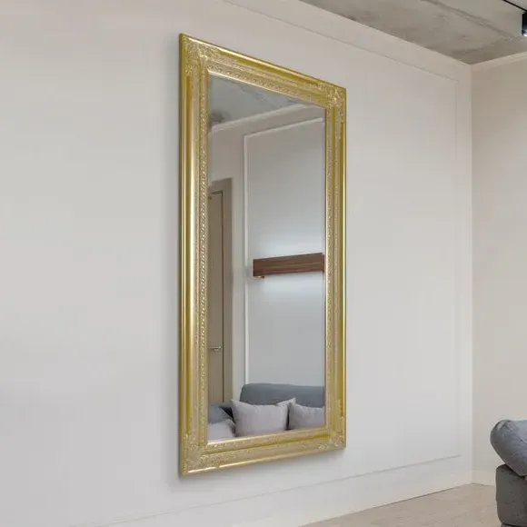 Rectangle Full Length Wall Mirror - Gold image