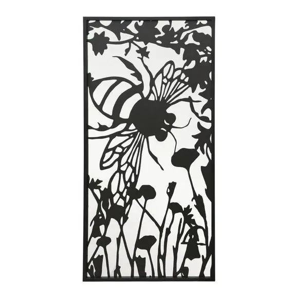 Rectangle Wall Mirror Bee Silhouette - Black Metal
