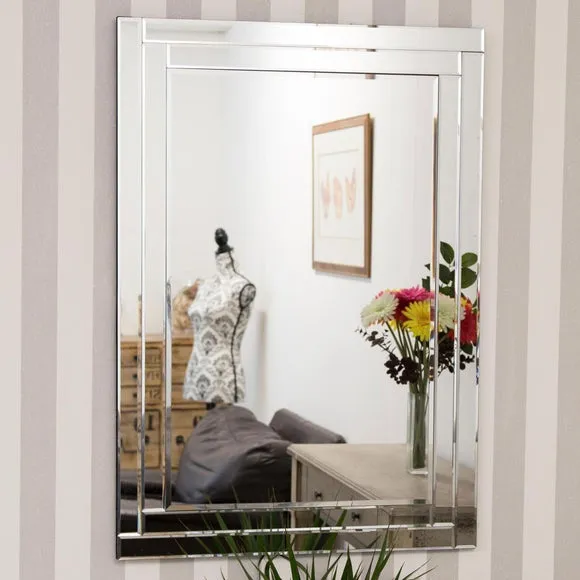 Rectangle Wall Mirror Double Frame - Clear Glass