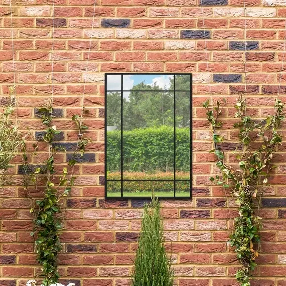 Rectangle Wall Mirror Window Design - Black, Metal