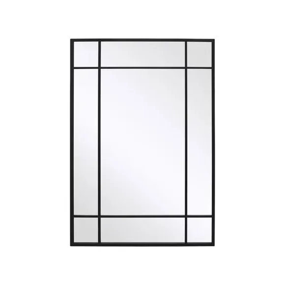 Rectangle Wall Mirror Window Design - Black, Metal