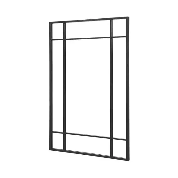 Rectangle Wall Mirror Window Design - Black, Metal