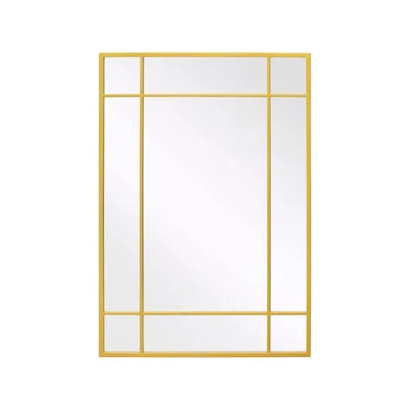 Rectangle Wall Mirror Window Design - Gold, Metal