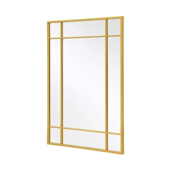 Rectangle Wall Mirror Window Design - Gold, Metal