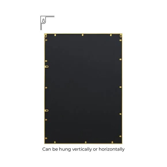 Rectangle Wall Mirror Window Design - Gold, Metal