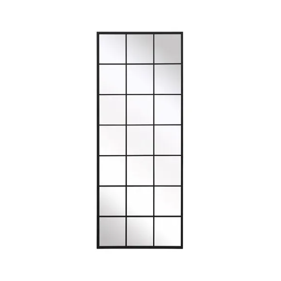 Rectangle Wall Mirror Window Style - Black, Metal