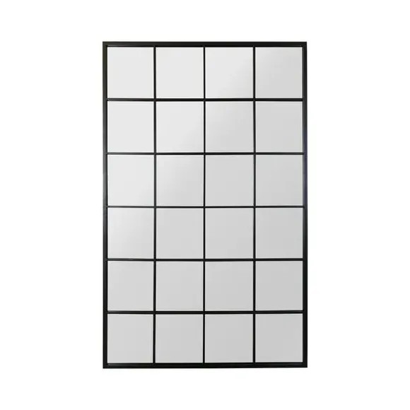 Rectangle Wall Mirror Window Style - Black, Metal