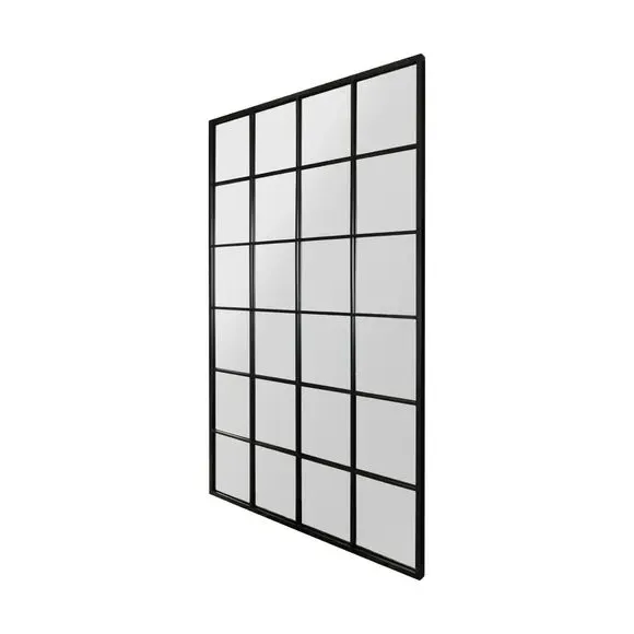 Rectangle Wall Mirror Window Style - Black, Metal
