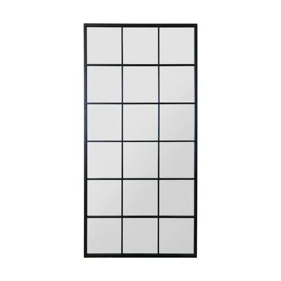 Rectangle Wall Mirror Window Style - Black, Metal