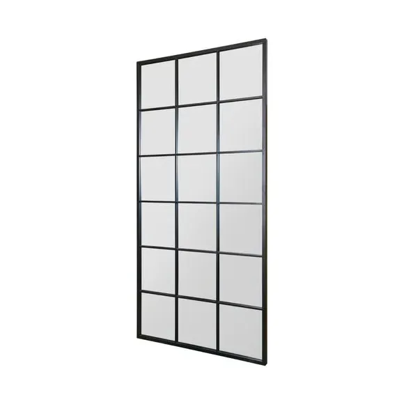Rectangle Wall Mirror Window Style - Black, Metal