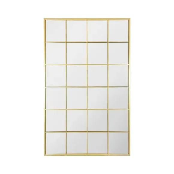 Rectangle Wall Mirror Window Style - Gold, Metal