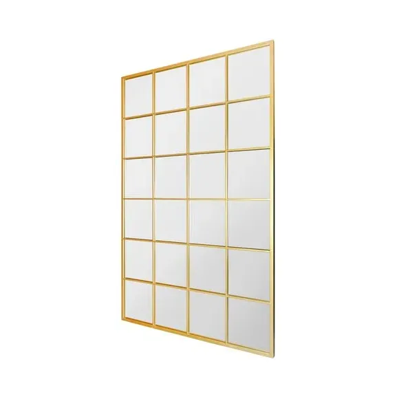 Rectangle Wall Mirror Window Style - Gold, Metal