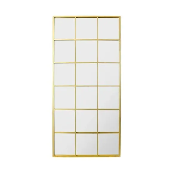 Rectangle Wall Mirror Window Style - Gold, Metal