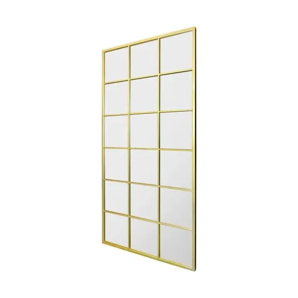 Rectangle Wall Mirror Window Style - Gold, Metal