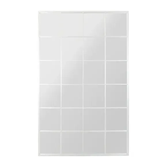 Rectangle Wall Mirror Window Style - White, Metal