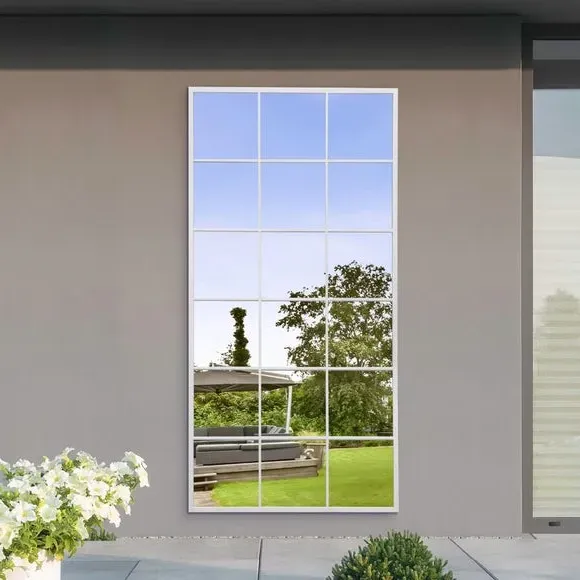 Rectangle Wall Mirror Window Style - White, Metal